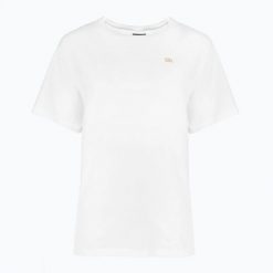 Koszulka damska EA7 Emporio Armani Train Core Lady. Białe t-shirty sportowe EA7 Emporio Armani, l, bez wzorów, z bawełny, bez ramiączek, na fitness i siłownię. Za 199.99 zł.