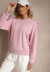 Różowa Bluza z Wiskozą z Szerokimi Ramionami Alioris. Czerwone bluzy Renee, bez wzorów, z jeansu, bez kaptura. W wyprzedaży za 63.99 zł.