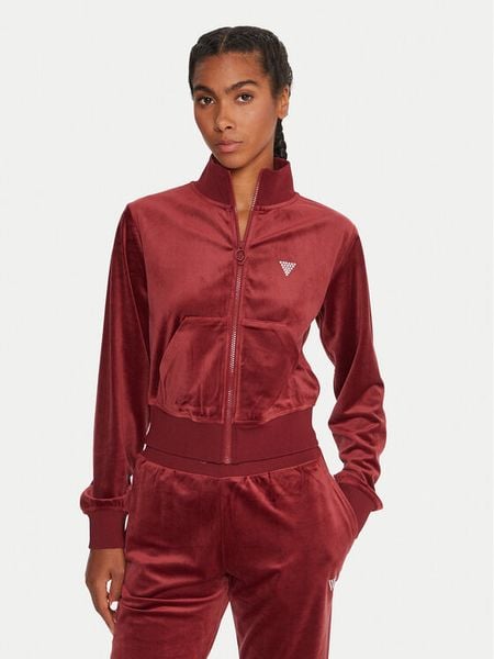 Guess Bluza V3BQ22 K0232 Bordowy Regular Fit. Czerwone bluzy Guess, s, z aplikacjami, z syntetyku, bez ramiączek, bez kaptura. Za 239.99 zł.