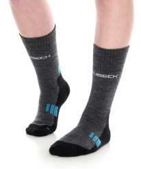 Skarpety damskie trekkingowe z wełną merino Brubeck Trekking Light. Niebieskie skarpetki Brubeck, bez wzorów, z dzianiny. Za 64.99 zł.