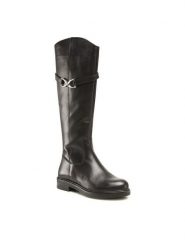 Sergio Bardi Kozaki WI16-A1013-06SB Czarny. Czarne kozaki Sergio Bardi, bez wzorów, ze skóry, bez obcasa, na płaskiej podeszwie, bez zapięcia. Za 299.99 zł.