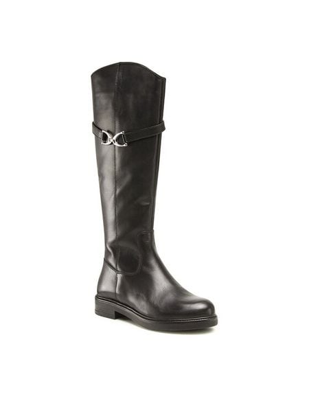 Sergio Bardi Kozaki WI16-A1013-06SB Czarny. Czarne kozaki Sergio Bardi, bez wzorów, ze skóry, bez obcasa, na płaskiej podeszwie, bez zapięcia. Za 299.99 zł.