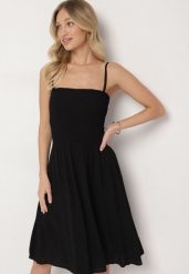 Czarna Wiskozowa Sukienka Rozkloszowana na Ramiączkach Fillanta. Czarne sukienki Born2be, na co dzień, l, bez wzorów, z wiskozy, eleganckie, bez kołnierzyka, bez ramiączek, midi, proste. W wyprzedaży za 63.74 zł.