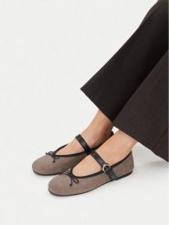 GINO ROSSI Baleriny C-24546LCP-DILETTA Szary. Szare baleriny Gino Rossi, bez wzorów, ze skóry, bez obcasa, bez zapięcia. Za 229.99 zł.