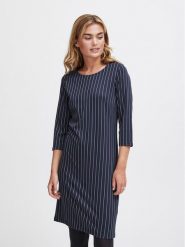 Fransa Sukienka codzienna 20612637 Granatowy Regular Fit. Niebieskie sukienki Fransa, na co dzień, l, bez wzorów, z wiskozy, bez kołnierzyka, bez ramiączek, proste. Za 129.99 zł.