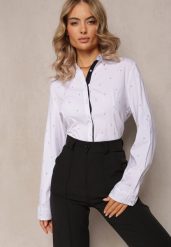 Granatowa Casualowa Koszula w Delikatne Paski Zapinana na Guziki Firvela. Niebieskie koszule Renee, s, bez wzorów, z bawełny, bez kołnierzyka, bez ramiączek. W wyprzedaży za 35.99 zł.