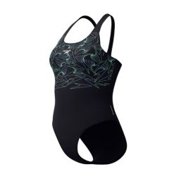 Damski kostium kąpielowy 1-częściowy Speedo Eco+ Hyperboom Placem Muscleb. Czarne stroje jednoczęściowe Speedo, bez wzorów, eleganckie. Za 159.99 zł.