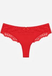 Czerwone Majtki Stringi Ozdobione Koronką Phisoris. Czerwone stringi Renee, bez wzorów, z koronki. Za 12.99 zł.