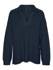 Vero Moda Sweter "Luna" w kolorze granatowym rozmiar: L. Niebieskie swetry Vero Moda, l, bez wzorów, ze splotem, bez ramiączek. Za 88.23 zł.