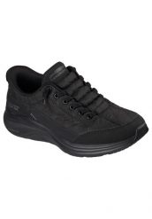 Buty sportowe damskie Skechers Contour Foam. Czarne buty treningowe Skechers, bez wzorów, z materiału, bez zapięcia. Za 369.99 zł.