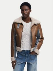 Desigual Kurtka z imitacji skóry Double 25WWEW39 Brązowy Regular Fit. Brązowe kurtki Desigual, xl, bez wzorów, z bawełny, bez kaptura. Za 710.95 zł.