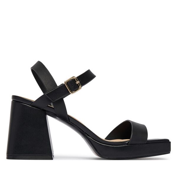 Sandały Aldo. Czarne sandały Aldo, bez wzorów, bez obcasa, na słupku, bez zapięcia. Za 287.99 zł.