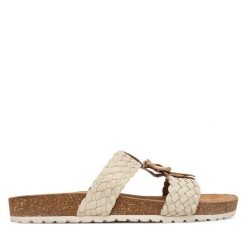 Klapki Tamaris. Białe klapki Tamaris, bez wzorów, bez obcasa, bez zapięcia. Za 299.99 zł.