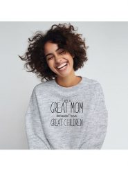 WOOOP Bluza "I am a great Mom because I have great children" w kolorze szarym rozmiar: S. Szare bluzy Wooop, s, bez wzorów, z bawełny, bez ramiączek, bez kaptura. Za 79.21 zł.
