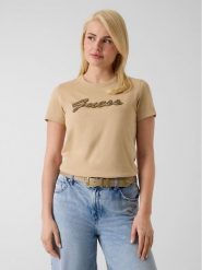 Guess T-Shirt 182912 Beżowy Classic Fit. Brązowe t-shirty Guess, xl, z aplikacjami, bez kołnierzyka, bez ramiączek. Za 194.99 zł.