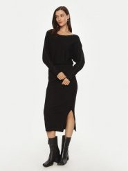 Morgan Sukienka dzianinowa 242-RMLIDO Czarny Slim Fit. Czarne sukienki Morgan, s, bez wzorów, z dzianiny, bez kołnierzyka, bez ramiączek. Za 239.99 zł.