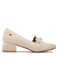 Półbuty Maciejka. Brązowe półbuty wsuwane Maciejka, bez wzorów, bez obcasa, na obcasie. Za 309.99 zł.