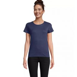 Dopasowana koszulka T-shirt z jerseyu dla kobiet Sol's Pioneer. Niebieskie t-shirty SOL'S, s, bez wzorów, z jersey, bez kołnierzyka, bez ramiączek. Za 30.50 zł.