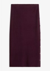 Spódnica dzianinowa z rozcięciem i guzikami. Czerwone spódnice bonprix, bez wzorów, z dzianiny, eleganckie. Za 94.99 zł.