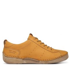 Półbuty Josef Seibel. Żółte półbuty wsuwane Josef Seibel, bez wzorów, bez obcasa, na płaskiej podeszwie. Za 389.99 zł.