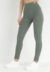 Ciemnozielone Legginsy z Prążkowanej Dzianiny Kedih. Zielone legginsy Born2be, bez wzorów, z dzianiny. W wyprzedaży za 52.49 zł.