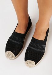 Czarne Espadryle na Płaskiej Podeszwie z Plecionki Chorisa. Czarne espadryle Born2be, bez wzorów, z tkaniny, eleganckie, bez obcasa, na płaskiej podeszwie. Za 79.99 zł.
