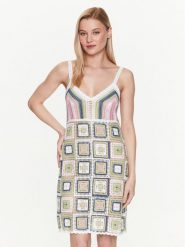 NAF NAF Sukienka dzianinowa Mbohemia XENR10 Zielony Regular Fit. Zielone sukienki NAF NAF, xs, bez wzorów, z dzianiny, bez kołnierzyka, bez ramiączek. Za 159.99 zł.