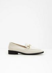 Loafersy ze sprzączką. Białe baleriny bonprix, bez wzorów, bez obcasa, bez zapięcia. Za 107.99 zł.