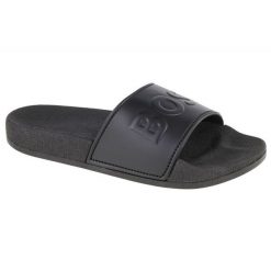 Klapki Boss Aqua Slides Jr J29305-09B czarne. Czarne klapki Boss, bez wzorów, z gumy, sportowe, bez obcasa, bez zapięcia. Za 251.26 zł.