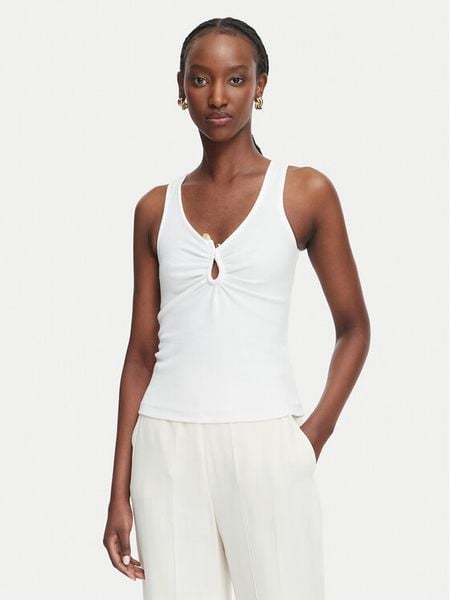 Bardot Top Mason 60462TB Biały Slim Fit. Białe topy Bardot, l, bez wzorów, z bawełny, bez kołnierzyka, bez ramiączek. Za 309.99 zł.
