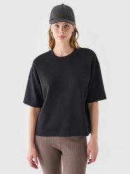 4F T-shirt regular z modalem damski - czarny XS. Czarne t-shirty 4f, xs, bez wzorów, z dzianiny, klasyczne, bez kołnierzyka, bez ramiączek. W wyprzedaży za 39.99 zł.