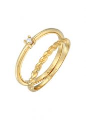 Elli Damski Klasyczny i Skręcony zestaw 2 częściowy z koralikami szklanymi pozłacane srebro 925 Sterling Silver Pierścionki 1 ct. Szare pierścionki Elli, z perłą, pozłacane. Za 333.99 zł.