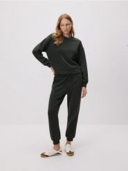 Bluza z modalem - ciemnozielony. Zielone bluzy Reserved, l, bez wzorów, z dzianiny, bez ramiączek, bez kaptura. Za 109.99 zł.