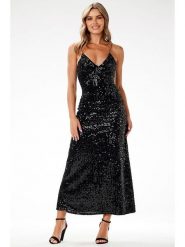 Awama Sukienka w kolorze czarnym rozmiar: M. Czarne sukienki Awama, m, bez wzorów, bez kołnierzyka, bez ramiączek, maxi. Za 154.99 zł.