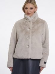 Rino & Pelle kurtka ze sztucznego futra Kobiety beżowy|szary, 42. Brązowe kurtki Rino & Pelle, bez wzorów, eleganckie, bez kaptura. Za 599.95 zł.