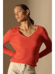 Perfect Cashmere Kaszmirowy sweter "Shannon" w kolorze pomarańczowym rozmiar: S. Pomarańczowe swetry Perfect Cashmere, s, bez wzorów, z kaszmiru, bez ramiączek. Za 391.95 zł.