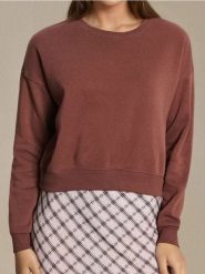 Bluza crewneck regular basic - brązowy. Brązowe bluzy bez kaptura Sinsay, l, bez wzorów, bez kaptura. Za 29.99 zł.