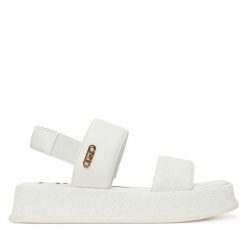 Sandały Liu Jo. Białe sandały Liu Jo, bez wzorów, bez obcasa, na płaskiej podeszwie, bez zapięcia. Za 389.99 zł.