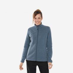 Bluza turystyczna damska Quechua NH150. Niebieskie bluzy QUECHUA, m, bez wzorów, z bawełny, bez ramiączek, bez kaptura. Za 119.99 zł.