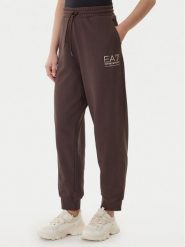 EA7 Emporio Armani Spodnie dresowe 7W000418 AF12473 U6063 Brązowy Regular Fit. Brązowe spodnie dresowe EA7 Emporio Armani, bez wzorów, z bawełny. Za 349.99 zł.