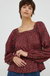 GAP bluzka damska kolor czerwony w kwiaty. Czerwone bluzki GAP, l, bez wzorów, bez kołnierzyka, bez ramiączek. Za 219.99 zł.