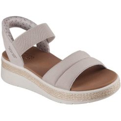 Sandały damskie Skechers Bobs Sun Ray. Brązowe sandały Skechers, bez wzorów, z materiału, bez obcasa, bez zapięcia. Za 390.00 zł.
