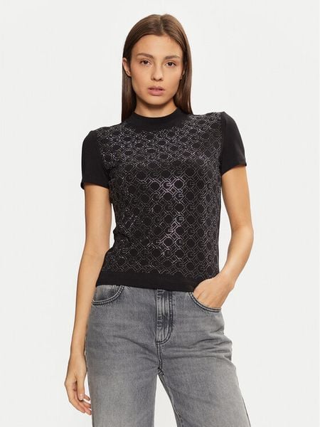 Guess T-Shirt W5RI15 J1314 Czarny Regular Fit. Czarne t-shirty Guess, s, z aplikacjami, z bawełny, bez kołnierzyka, bez ramiączek. Za 149.99 zł.
