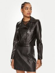 Elisabetta Franchi Kurtka skórzana GD-44Z-46E2 Czarny Regular Fit. Czarne kurtki Elisabetta Franchi, bez wzorów, ze skóry, bez kaptura. Za 2,719.00 zł.