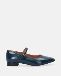NIEBIESKIE BALERINY Z KWADRATOWYM NOSKIEM E002PAPEOBA061. Niebieskie baleriny Venezia, bez wzorów, ze skóry, bez obcasa, bez zapięcia. Za 449.00 zł.