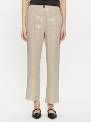 Marella Spodnie materiałowe Turbigo 2413131164 Beżowy Regular Fit. Brązowe spodnie materiałowe Marella, bez wzorów, ze lnu. Za 529.99 zł.