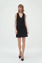 Mini Sukienka bez Rękawów - Czarna. Czarne sukienki Nife, s, bez wzorów, z materiału, wizytowe, bez kołnierzyka, bez ramiączek, mini. Za 249.90 zł.