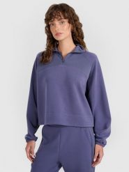 4F Bluza dresowa nierozpinana z modalem damska - granatowa M. Niebieskie bluzy bez kaptura 4f, m, bez wzorów, z dresówki, bez kaptura. W wyprzedaży za 159.99 zł.
