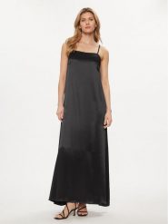 Fracomina Sukienka letnia FS24SD3006W45101 Czarny Loose Fit. Czarne sukienki Fracomina, s, bez wzorów, z wiskozy, bez kołnierzyka, bez ramiączek. Za 339.99 zł.