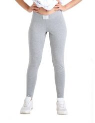 Błyszczące legginsy damskie. Szare legginsy LEONE 1947 APPAREL, bez wzorów, z bawełny, sportowe. Za 42.06 zł.